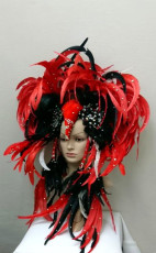 Deluxe Showgirls Headpiece (Red/Black)
